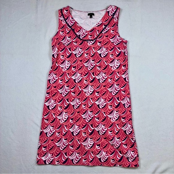 Talbots Women’s Sleeveless V-Neck Whimsical Waves Shift Dress Medium Beach - Picture 3 of 6